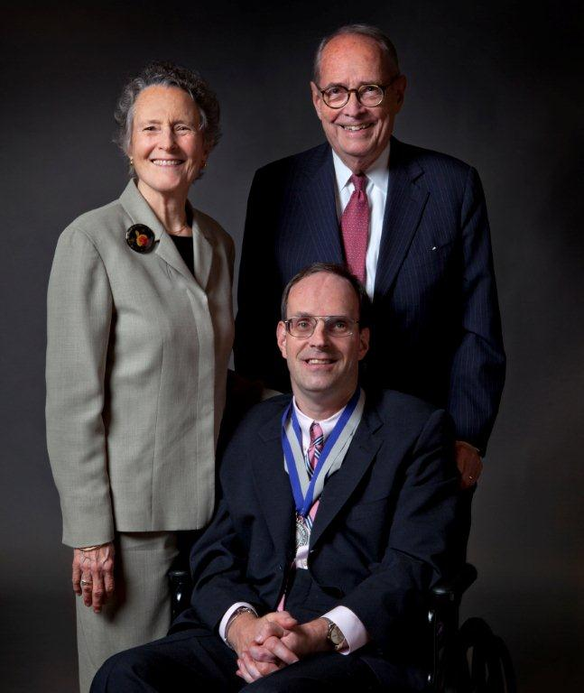 Governor and Mrs. Ginny Thornburgh and their son, Peter Thornburgh.